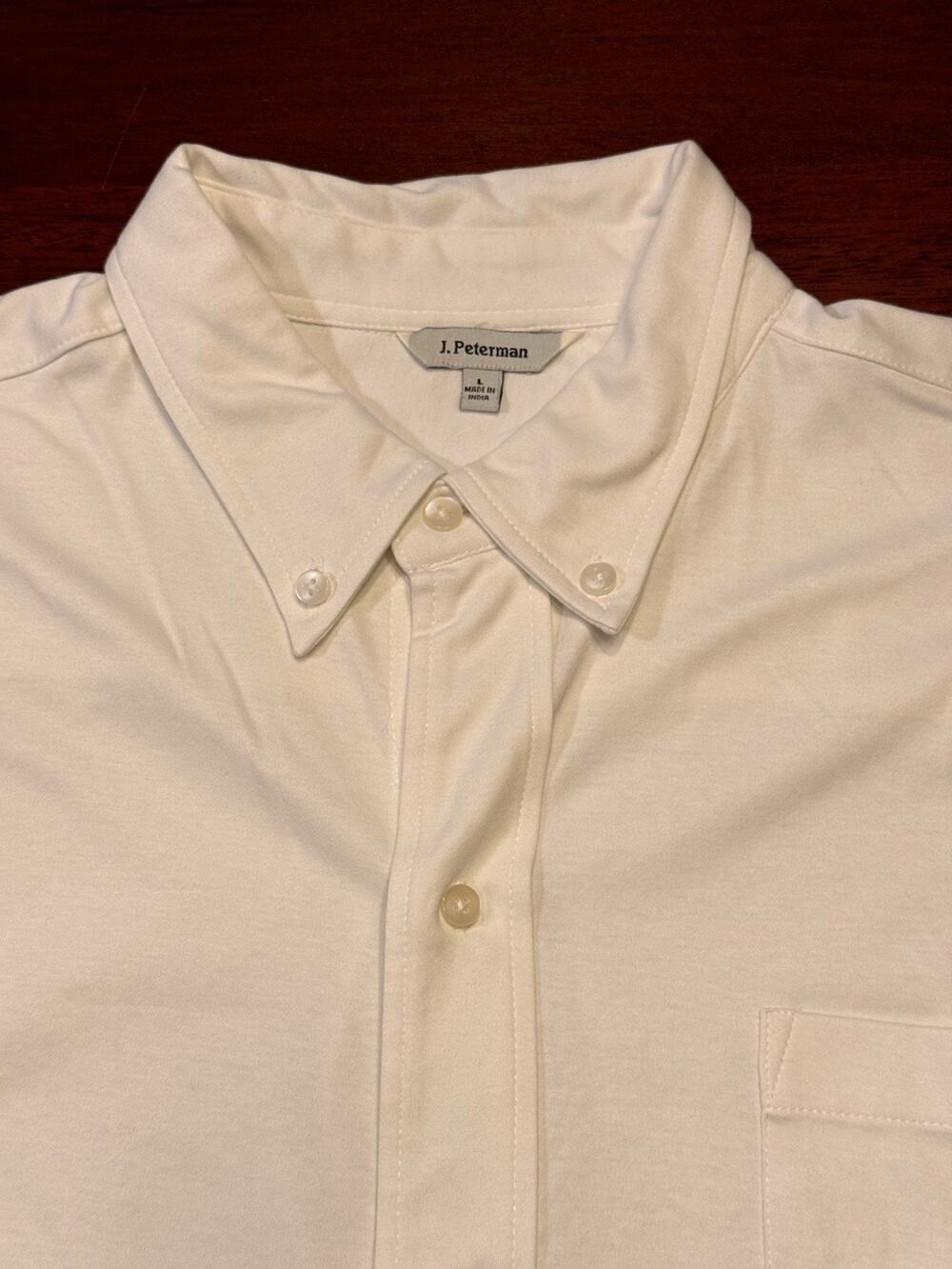 J Peterman Shirt Button Down Collar Long Sleeve Solid White